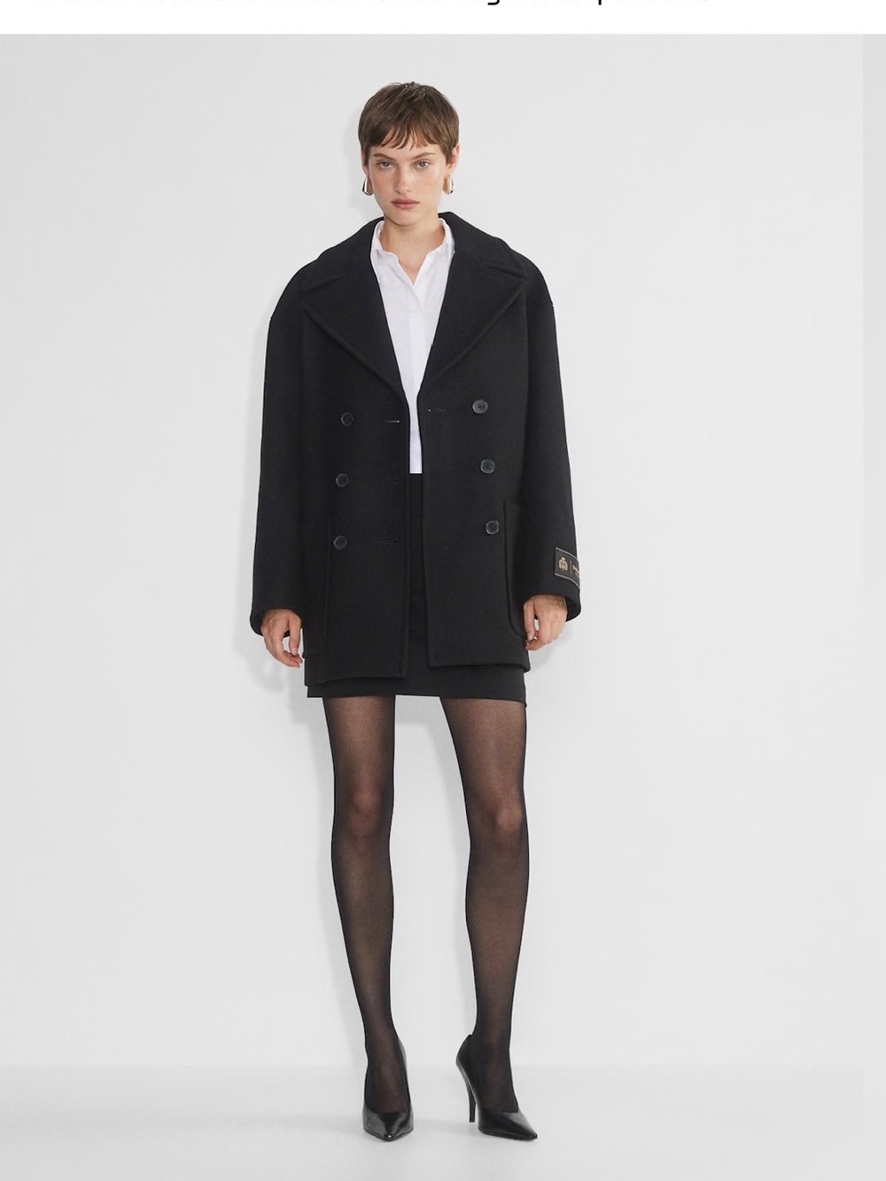 Babaton Black Double-Breasted Pea Coat